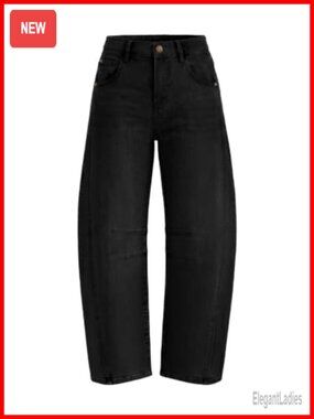 ZESICA Women's Wide Leg Barrel Jeans High Waisted Stretchy Ankle Pants